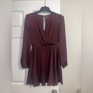 Express Deep Burgundy Long Sleeve Dress